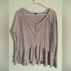 We The Free Women's Coastline Peplum Long Sleeve Thermal Top Size Medium